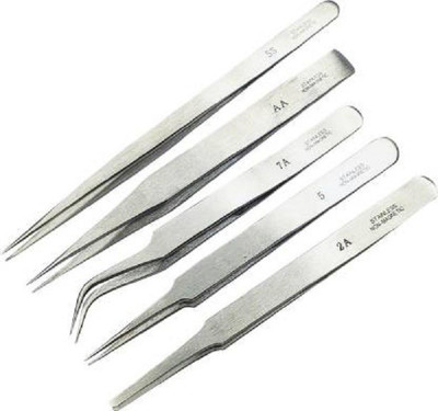 Elecsera Built with Passion 5 in 1 Satinless Steel Tweezer Set