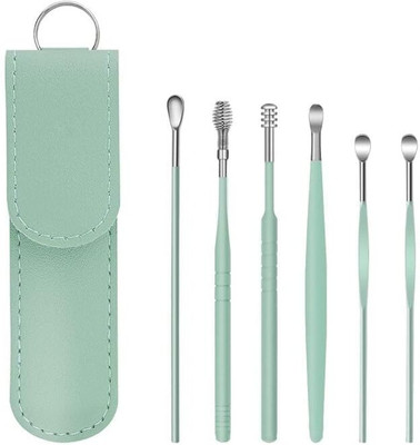 FROXY CARTS 6 Pcs Ear Cleaning Tools Kit Set Earwax Remover With Leather Pouch