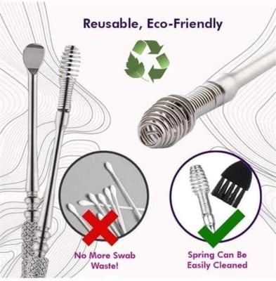 PKK TRADERS Ear wax Remover with LED Flashlight Earpick 2 pack + Ear Wax Cleaner Kit(6 pcs)
