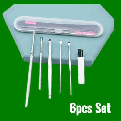 FlyTouch 6 Pieces Stainless Steel Quality Ear Pick Earwax Removal Set For Ear Cleaner