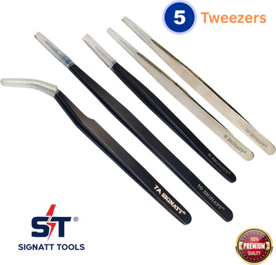 SIGNATT Signat 5pc Tweezer Set for Jewellery Mobile/Gadget/Laptop/Repair