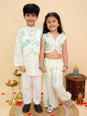 AJ Dezines Printed Sibling Ethnic Twinning Set
