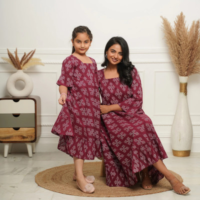 JAIMITI Printed Mother & Daughter Dress Twinning Set