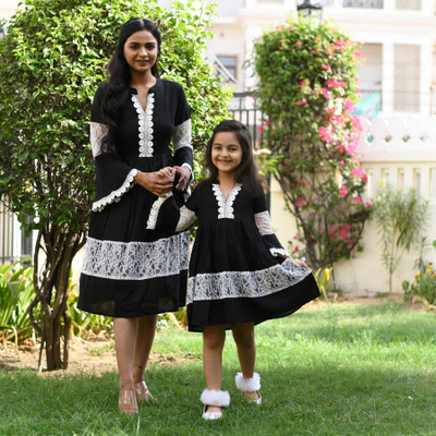 JAIMITI Embroidered Mother & Daughter Dress Twinning Set