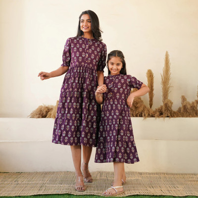 JAIMITI Printed Mother & Daughter Dress Twinning Set