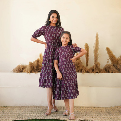 JAIMITI Printed Mother & Daughter Dress Twinning Set