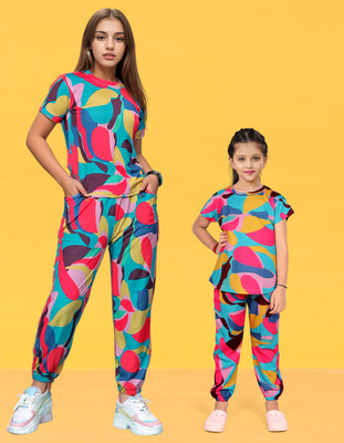 JNVADDORIYA Printed Mother & Daughter Western Sets Twinning Set