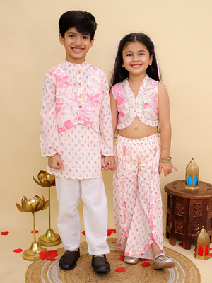 AJ Dezines Printed Sibling Ethnic Twinning Set
