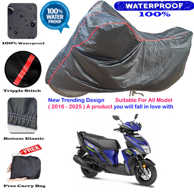 AutoGalaxy Waterproof Two Wheeler Cover for Yamaha(Cygnus Ray ZR BS6, Black, Red)