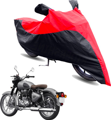 FurniGully Two Wheeler Cover for Royal Enfield(Classic 500, Red, Black)