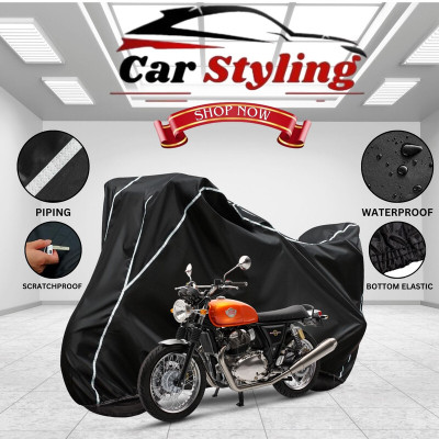 Car Styling Waterproof Two Wheeler Cover for Royal Enfield(Interceptor 650, Black, White)