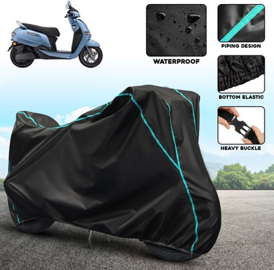 OliverX Waterproof Two Wheeler Cover for TVS(iQube Electric, Black, Blue)