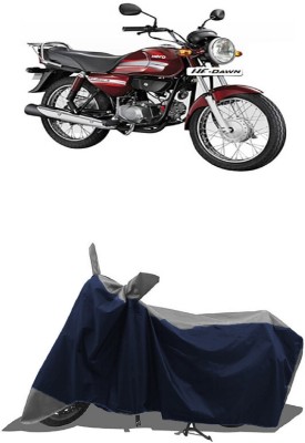 SUGASHRI Waterproof Two Wheeler Cover for Hero(HF Dawn BS6, Grey, Blue)