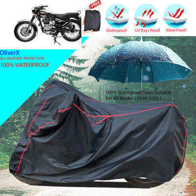 OliverX Waterproof Two Wheeler Cover for Royal Enfield(Electra, Black)