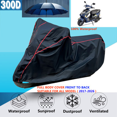 AUTOCAD Waterproof Two Wheeler Cover for Ampere(Zeal, Black, Red)