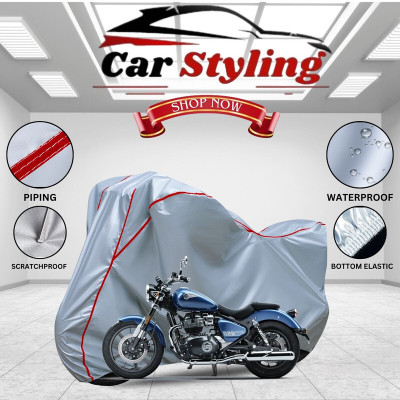 Car Styling Waterproof Two Wheeler Cover for Royal Enfield(Meteor, Silver, Red)