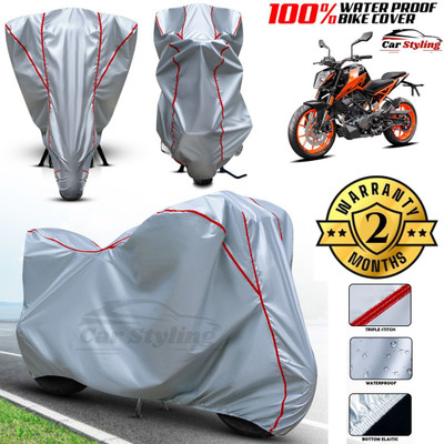 Car Styling Waterproof Two Wheeler Cover for KTM(390 Duke, Silver, Red)