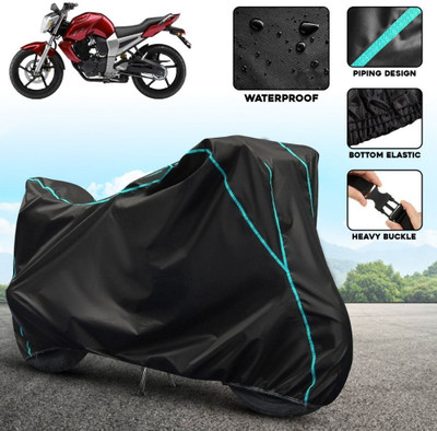 AUTOCAD Waterproof Two Wheeler Cover for Yamaha(FZ16, Black, Blue)