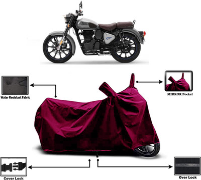 Amexride Two Wheeler Cover for Royal Enfield(Classic Gunmetal, Maroon)