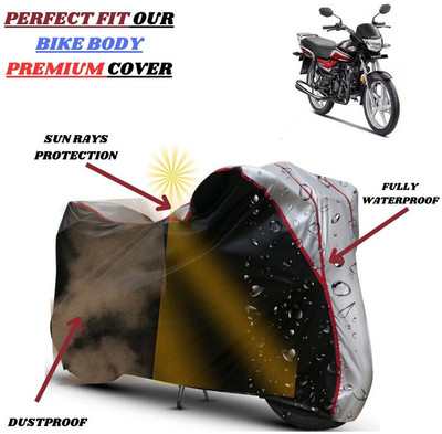 kerwa Waterproof Two Wheeler Cover for Honda(CD 110 Dream, Black, Silver)
