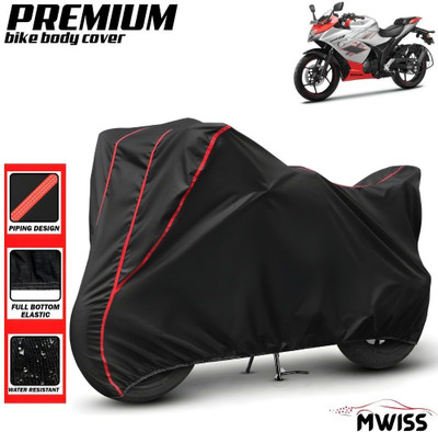 Mwiss Waterproof Two Wheeler Cover for Suzuki(Gixxer SF, Black, Red)