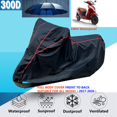 AUTOCAD Waterproof Two Wheeler Cover for Ampere(Magnus BS6, Black, Red)