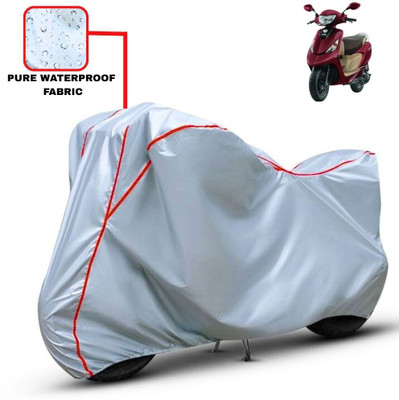Delphinium Waterproof Two Wheeler Cover for TVS(Scooty Zest, Silver, Red)
