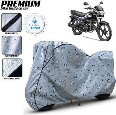 Delphinium Waterproof Two Wheeler Cover for Hero(Super Splendor, Silver, Black)