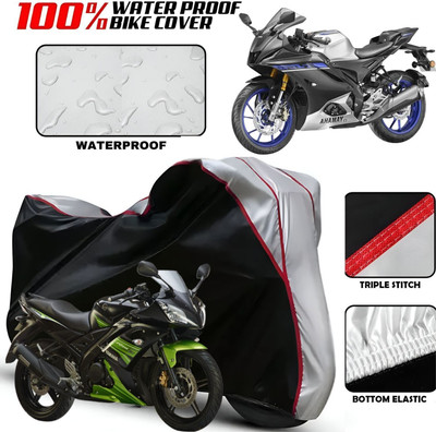 Starvin Waterproof Two Wheeler Cover for Yamaha(R15, Black, Silver)
