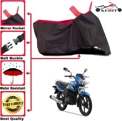 KEDIT Two Wheeler Cover for TVS(Star City Plus, Red, Black)