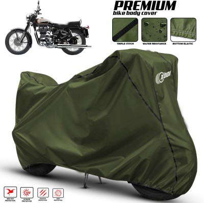 xodi Waterproof Two Wheeler Cover for Royal Enfield(Bullet Electra Twinspark, Green, Black)