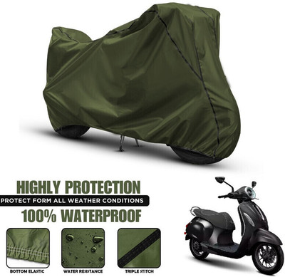 AutoGalaxy Waterproof Two Wheeler Cover for Bajaj(Chetak, Green, Black)