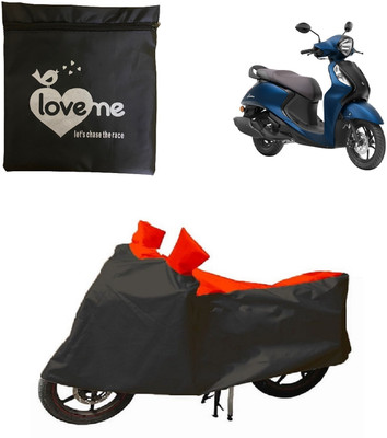 Love Me Waterproof Two Wheeler Cover for Yamaha(Fascino, Red, Black)