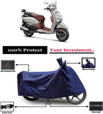Amexride Two Wheeler Cover for Hero(Pleasure+ 110, Blue)