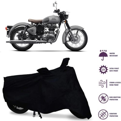 HWSXQAE Waterproof Two Wheeler Cover for Royal Enfield(Bullet 350 New BS6, Black)