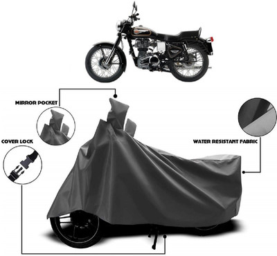MMSSTAR Waterproof Two Wheeler Cover for Royal Enfield(Bullet 350 Twinspark, Grey)