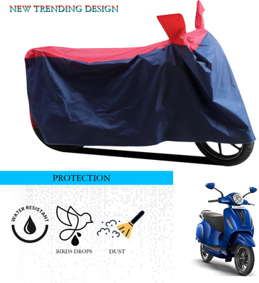 ANTHUB Waterproof Two Wheeler Cover for Bajaj(New Chetak, Black, Red)
