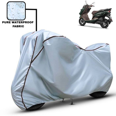 Delphinium Waterproof Two Wheeler Cover for Suzuki(Burgman Electric, Silver, Black)