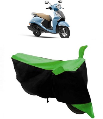 ABORDABLE Two Wheeler Cover for Yamaha(Fascino 125, Black, Green)