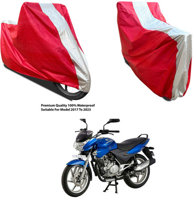 AutoGalaxy Waterproof Two Wheeler Cover for Bajaj(Discover 135, Silver, Red)
