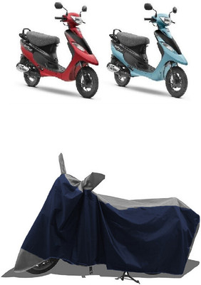 SUGASHRI Waterproof Two Wheeler Cover for TVS(Scooty Pep Plus BS6, Grey, Blue)