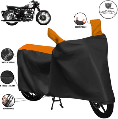 MADAFIYA Waterproof Two Wheeler Cover for Royal Enfield(Standard 350, Black, Orange)