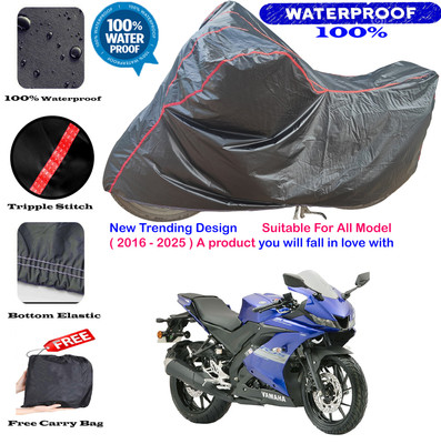 OliverX Waterproof Two Wheeler Cover for Yamaha(R15S, Black, Red)