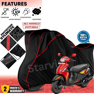 AutoCoversHub Waterproof Two Wheeler Cover for Hero(Pleasure, Black, Red)