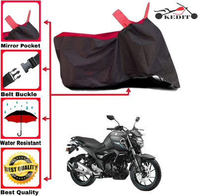 KEDIT Two Wheeler Cover for Yamaha(FZ S FI (V 2.0), Red, Black)