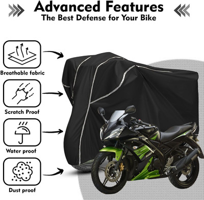 AutoGalaxy Waterproof Two Wheeler Cover for Yamaha(R15, Black, White)