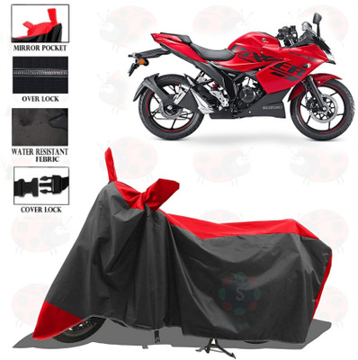 sowelar Waterproof Two Wheeler Cover for Suzuki(Gixxer SF 250, Red, Black)