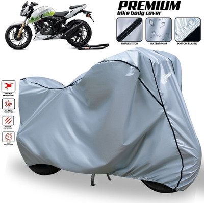 OliverX Waterproof Two Wheeler Cover for TVS(Apache RTR 200 4V, Silver, Black)