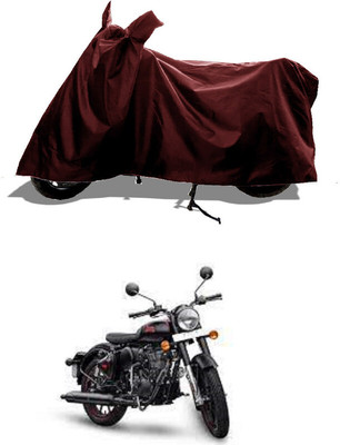 GROFATIK Two Wheeler Cover for Royal Enfield(Classic Stealth Black BS6, Maroon)