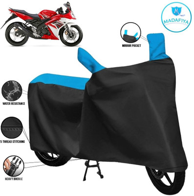 MADAFIYA Waterproof Two Wheeler Cover for Yamaha(R15S BS6, Black, Blue)